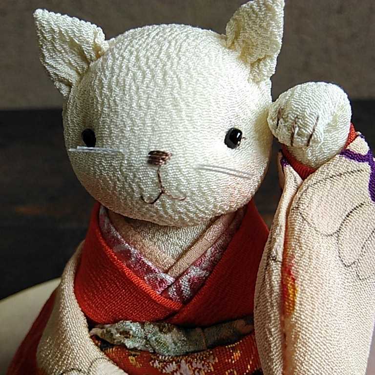 オーダー用参考作品 招き猫古布縮緬ハンドメイド手作り