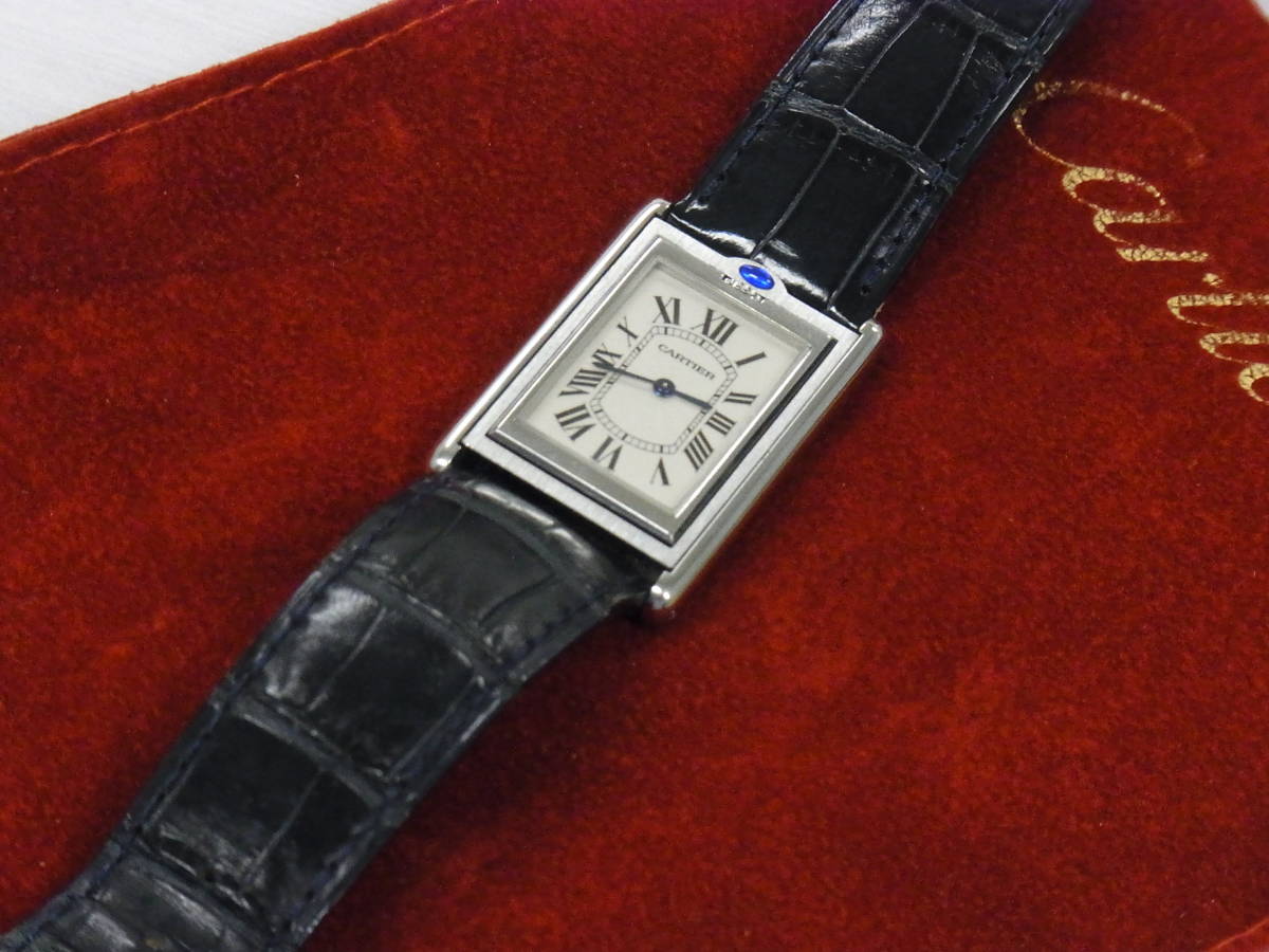 レア美品 Cartier カルティエ タンク バスキュラント 手巻き ステンレス 純正尾錠ベルト ネイビー の落札情報詳細 ヤフオク落札価格情報 オークフリー スマートフォン版