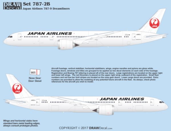 新品】【在庫有】1/144 Drawデカール JAL 日本航空 B787-9 (44s-787