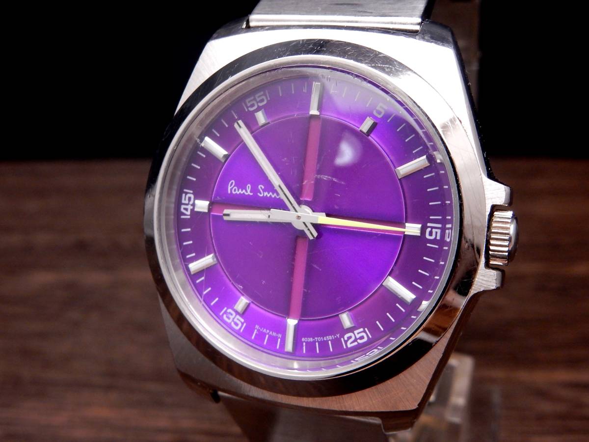 電池交換済み Paulsmith ポールスミス メンズ腕時計 6038 Hta パープル の落札情報詳細 ヤフオク落札価格情報 オークフリー スマートフォン版