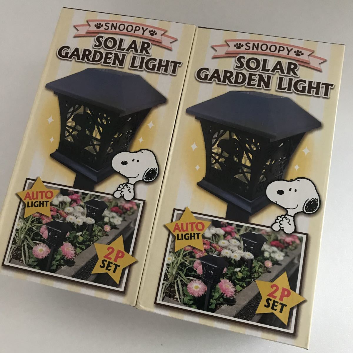 新品】2箱即決 送料込み 匿名配送 スヌーピー ソーラーガーデンライト