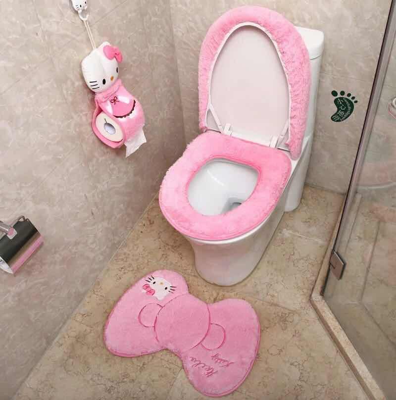 新品 新品 キティちゃん トイレマット 蓋カバー ペーパーホルダー 4点セット 可愛い ピンク 飾り インテリア の落札情報詳細 ヤフオク落札価格情報 オークフリー スマートフォン版