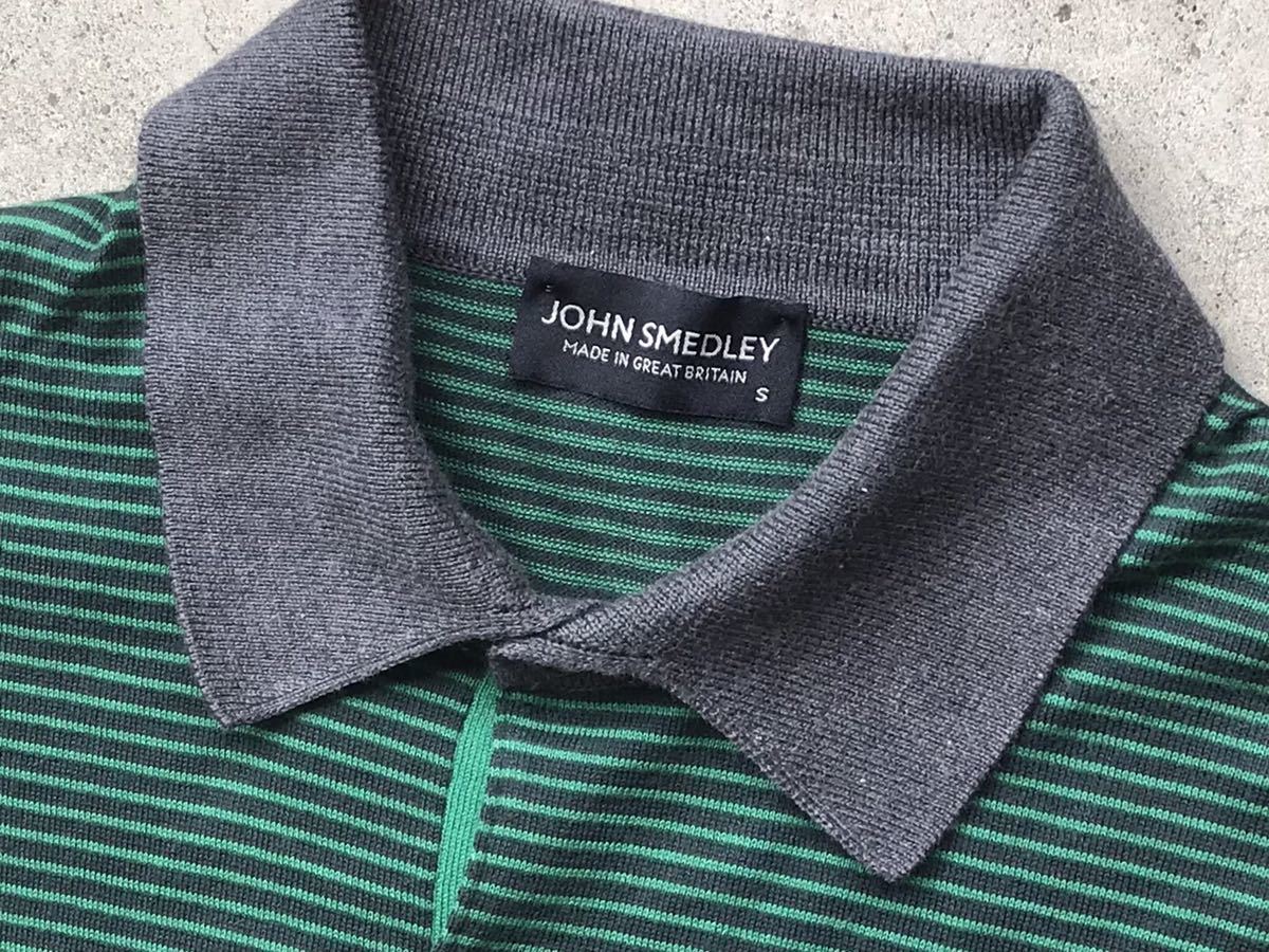 英国製 John Smedley ボーダー柄 ニットポロシャツ Sサイズ ジョンスメドレー メンズ 半袖 Tシャツ 緑 の落札情報詳細 ヤフオク落札価格情報 オークフリー スマートフォン版