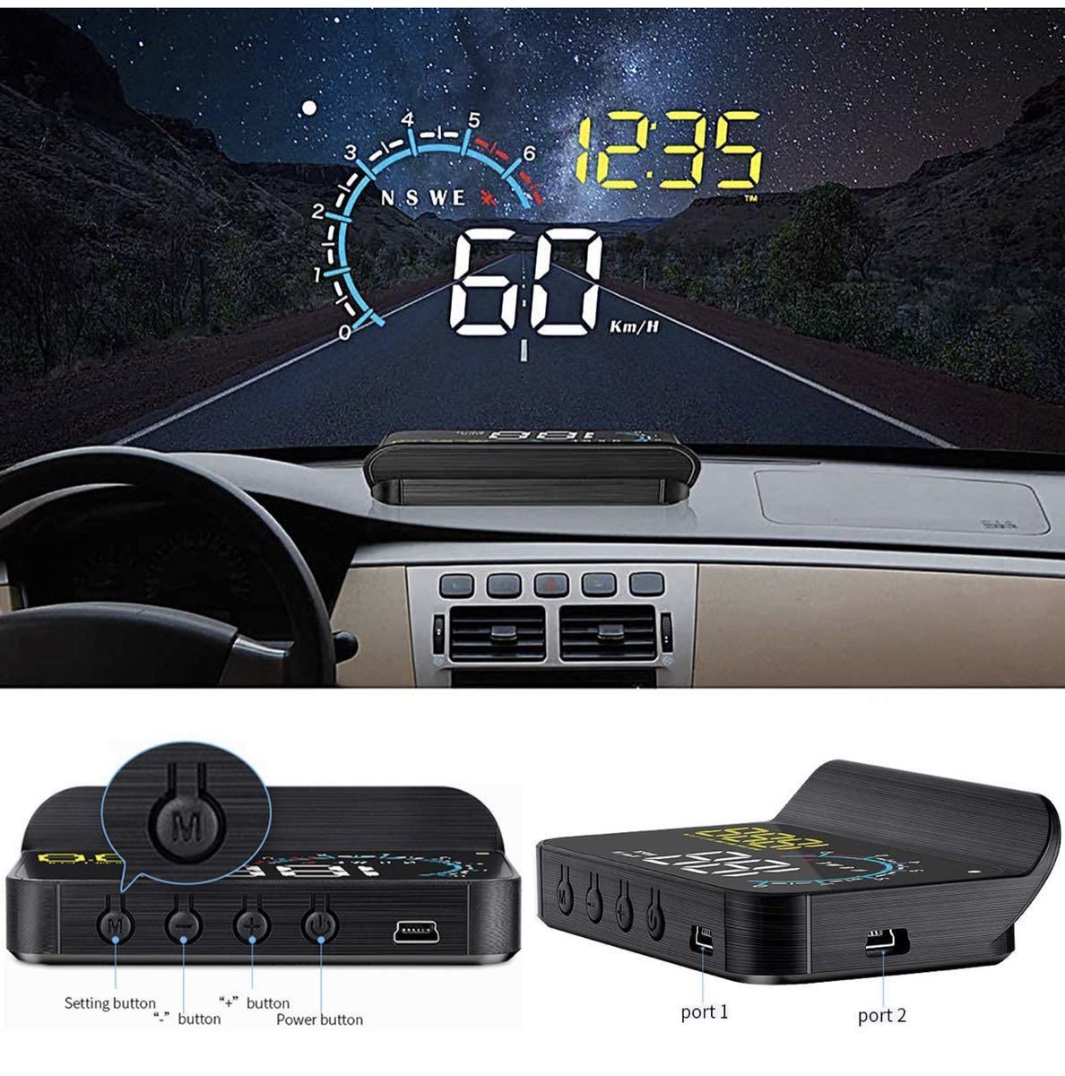 新品 ヘッドアップディスプレイ Acecar スピードメーター Obd2 Gps 両方対応 Hud 車用 タコメーター 水温計 バッテリー電圧 燃費 海抜 の落札情報詳細 ヤフオク落札価格情報 オークフリー スマートフォン版