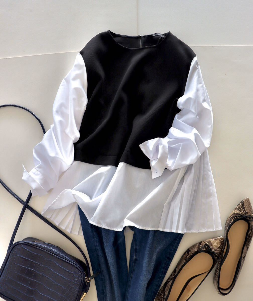 ZARA 表さ オーバーサイズサファリ シャツ ブラウス バイカラー