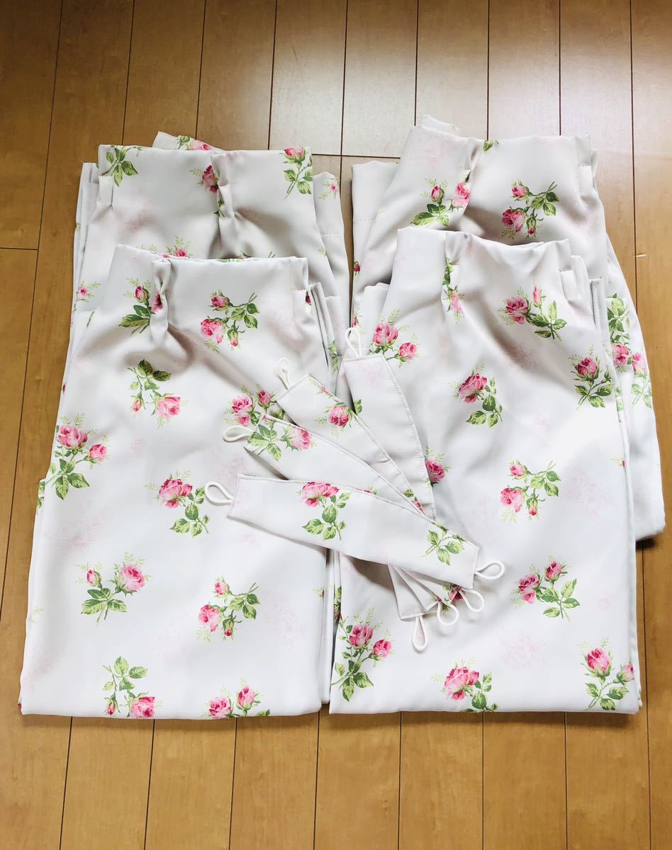 美品 ローラアシュレイ風 花柄 遮光カーテン 110cm丈 100幅 2組セット 花柄 ローズ 薔薇 バラ ピンク 子供部屋 の落札情報詳細 ヤフオク落札価格情報 オークフリー スマートフォン版