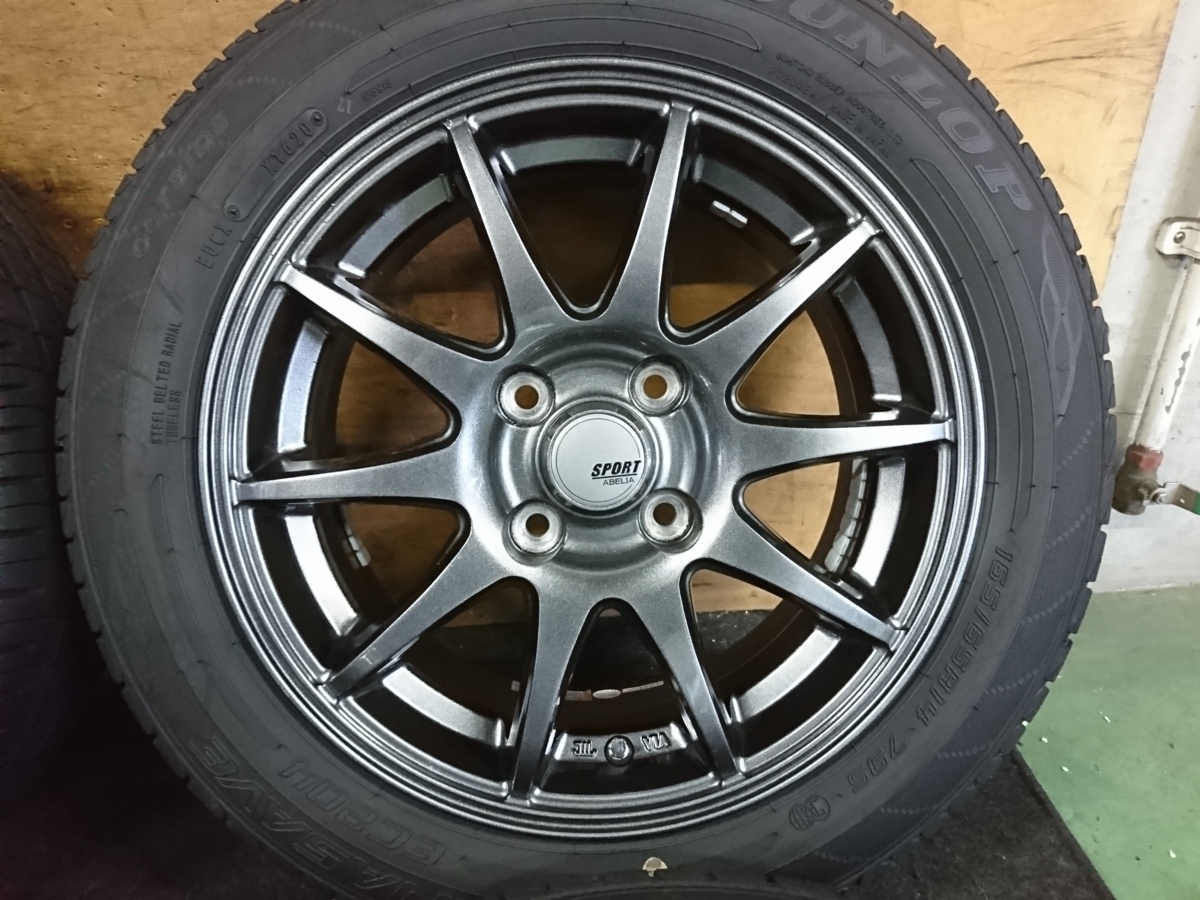 ○ アルミホイール 4本 SPORT ABELIA 14x5.5J+43 100 4H 165/65R14の