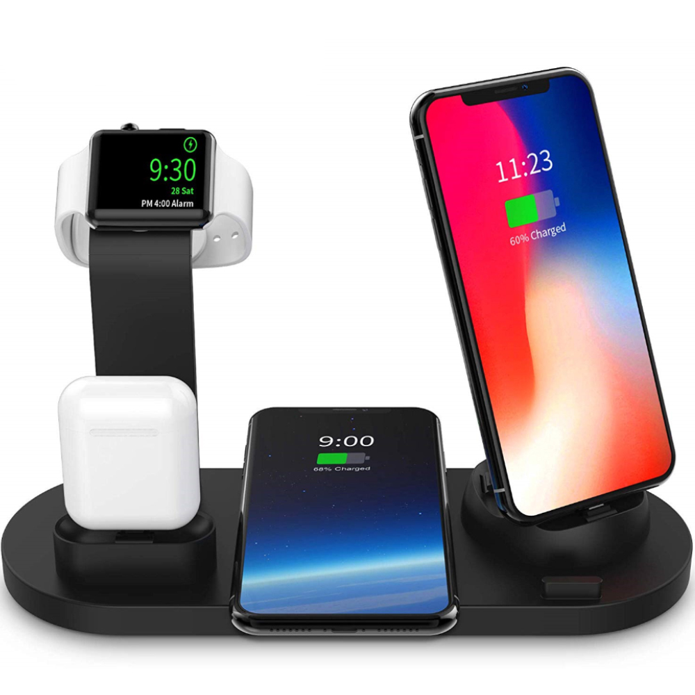 新品 Qi ワイヤレス 充電 スタンド アップルウォッチ 充電器 4in1 Iphone Applewatch Airpods 2 1 置くだけ スマホ 急速充電 4台 Iphone Android の落札情報詳細 ヤフオク落札価格情報 オークフリー スマートフォン版