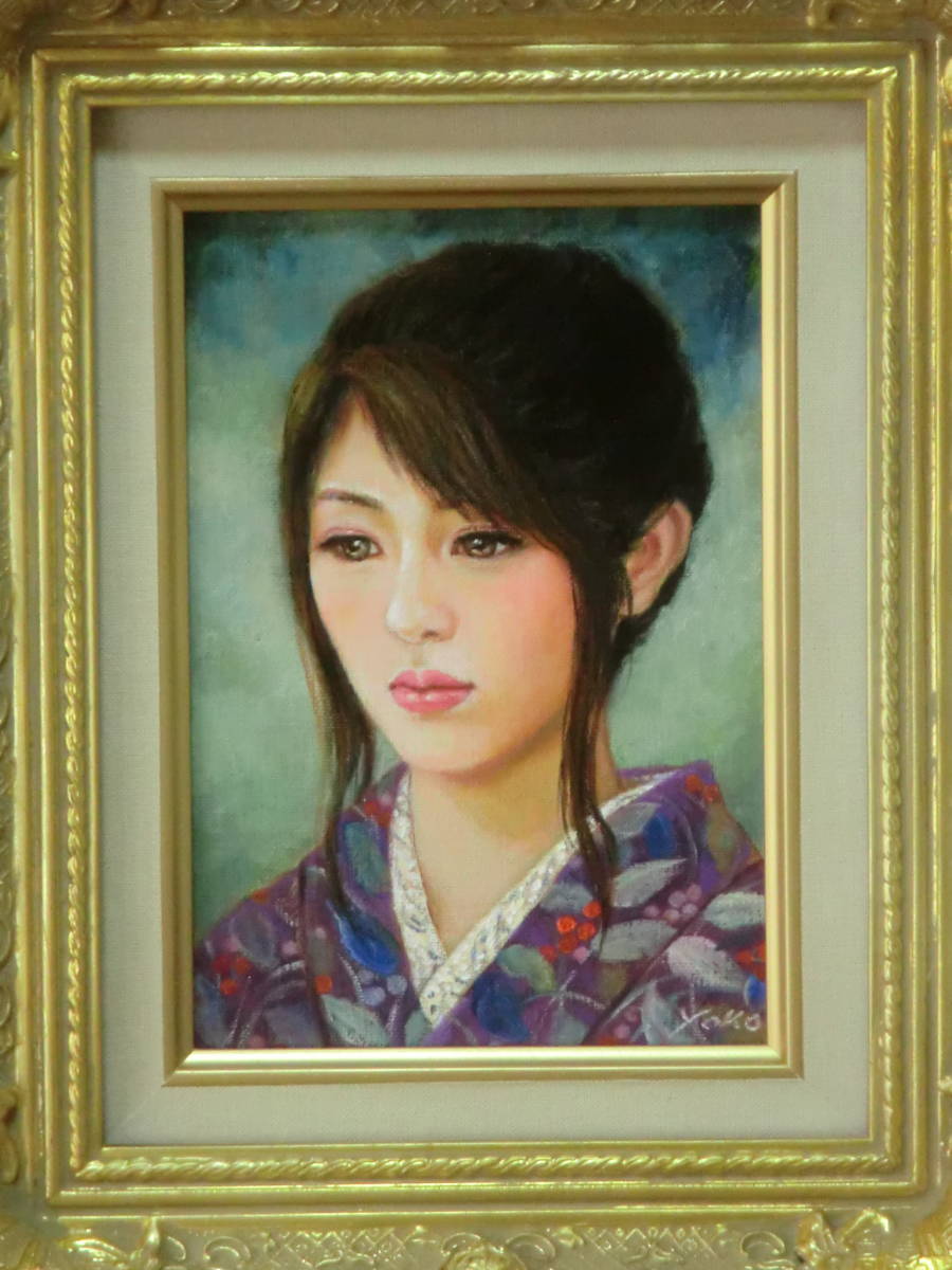 【真作】SM 安藤絵流【神秘の蒼】gallery購入品 表裏サイン有り 油彩 水流園揚子つるぞのようこ真作油絵【花のように】SMサムホール