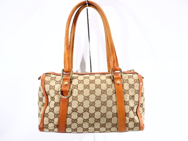 GUCCI ハンドバッグ ミニボストンバッグ ベージュ/オレンジ USED】GUCCI/グッチ GGキャンバス ミニボストンバッグ ハンドバッグ