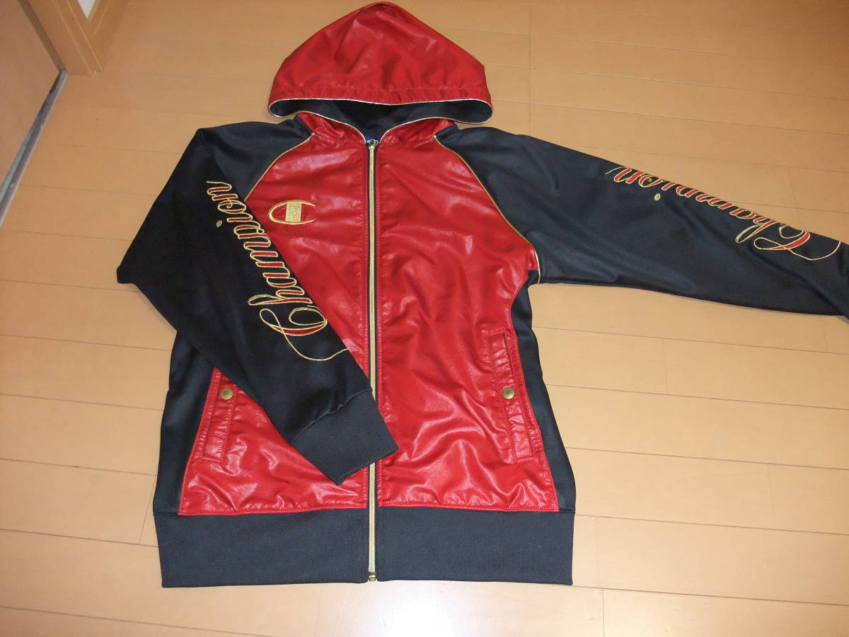 Champion チャンピオン ジャージパーカー セットアップ上下 黒赤メンズ