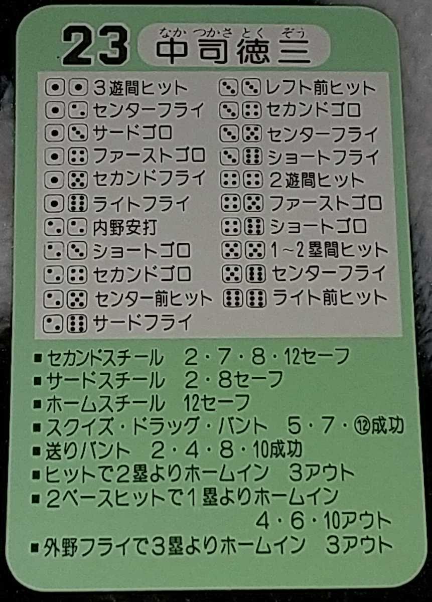 タカラプロ野球カードゲーム昭和57年度読売巨人軍 中司得三の落札