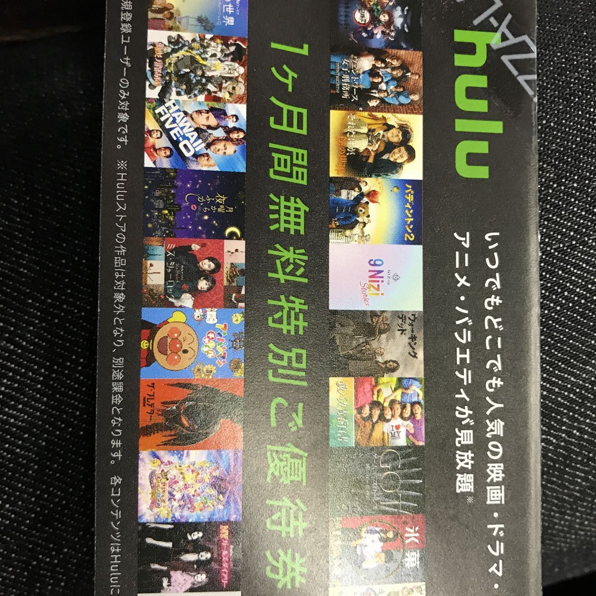 Hulu チケット 1ヶ月分 コード通知 日本テレビ 株主優待 送料無料 最安 1ヶ月分