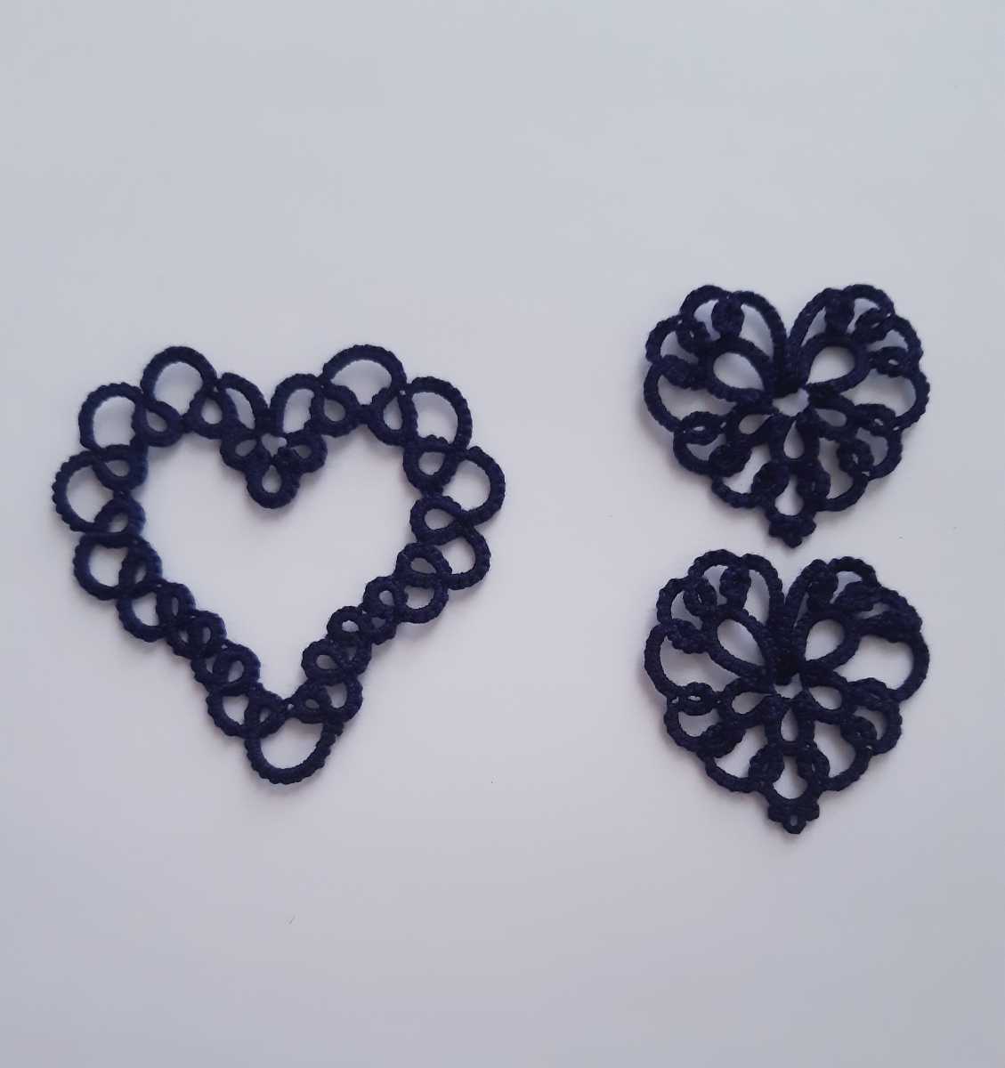 新品 レース編みモチーフ ハート タティングレース ハンドメイド ネイビー の落札情報詳細 ヤフオク落札価格情報 オークフリー スマートフォン版