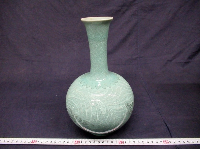 高麗青磁 李朝 象嵌 時代物 徳利 花入 骨董アンティーク 愛】旧家蔵