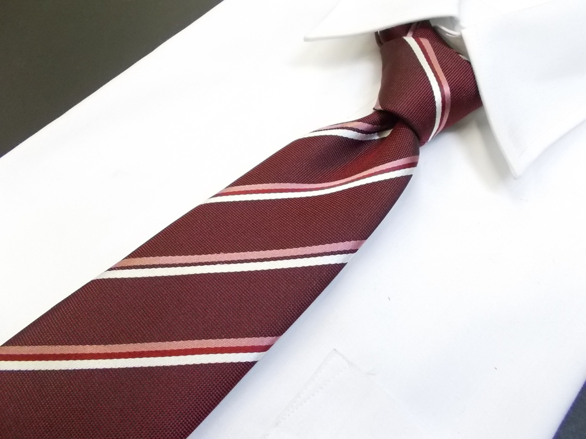 C436 Wasedaネクタイ 美品 早稲田大学ネクタイ レジメンタルストライプ柄 ワインレッド色 シルクsilk100 絹素材3e の落札情報詳細 ヤフオク落札価格情報 オークフリー スマートフォン版