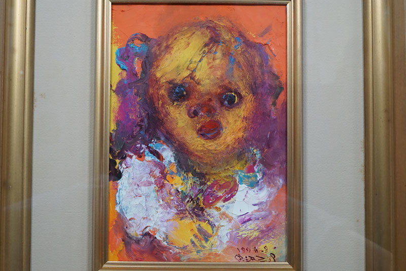 黒沢三郎サイン入り油彩画　おやこ E103◇油彩 【黒沢三郎】 SM 「こども」 1978年の作品 共シール