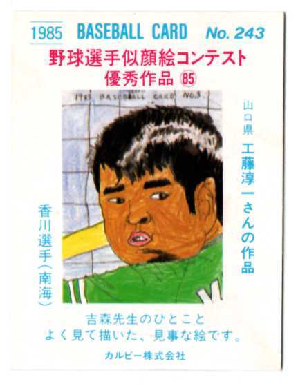 カルビープロ野球カード1981年南海ホークスNo.31香川伸行 1985年 85年 カルビー プロ野球カード 南海 香川 伸行 No.243の落札