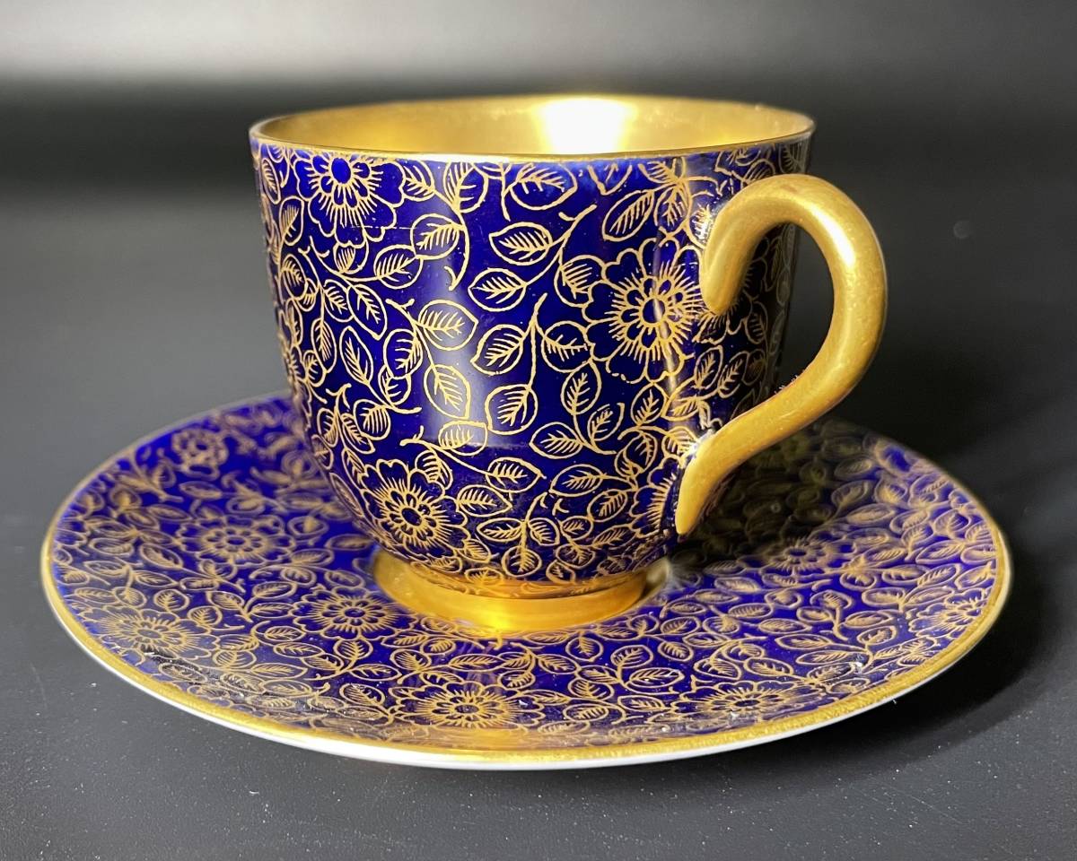 ROYAL WORCESTER ロイヤルウースター 金彩 コバルト 花柄 デミタス