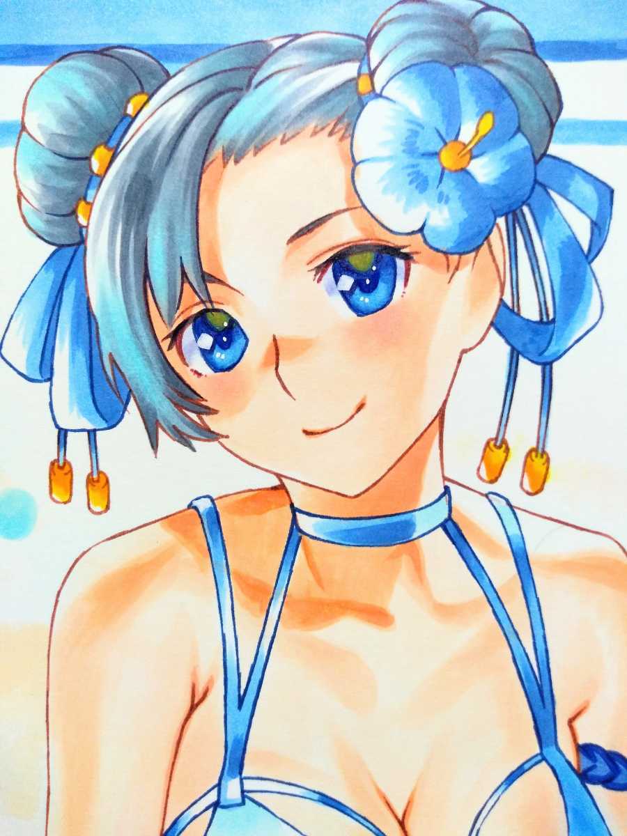 新品】手描同人：春麗☆ストリートファイター 水着 海 夏 約A4ケント