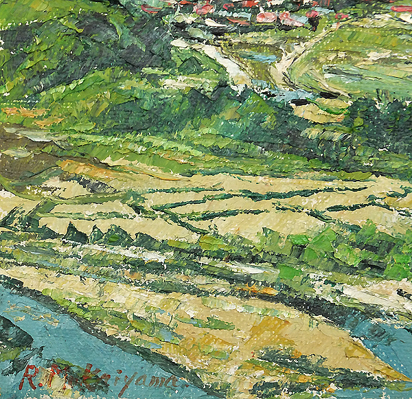 向山僚一 北アルプス白馬村 油絵 自然 サイン入り 向山僚一 北アルプス白馬村 油絵 自然 サイン入り（油彩画（白馬