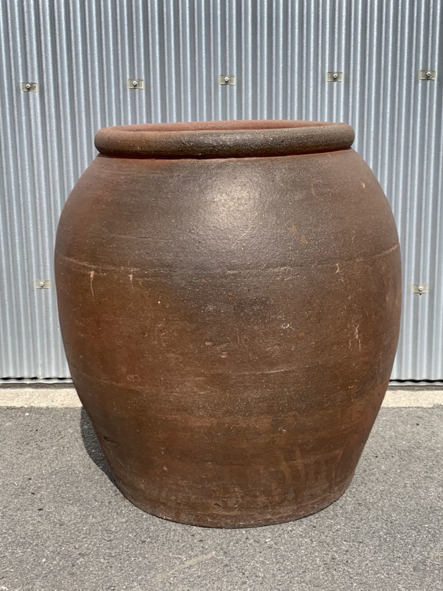 水瓶 かめ 大型 古民具 茶色 陶磁器 陶器 たのし