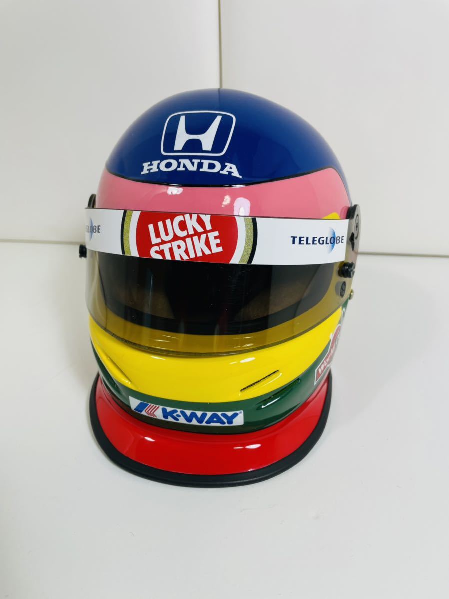 【やや傷や汚れあり】1／2 ヘルメット レプリカ ジャック・ビルヌーブ BAR ホンダ 2000 F1 鈴鹿 ミニヘルメット 希少！ の落札
