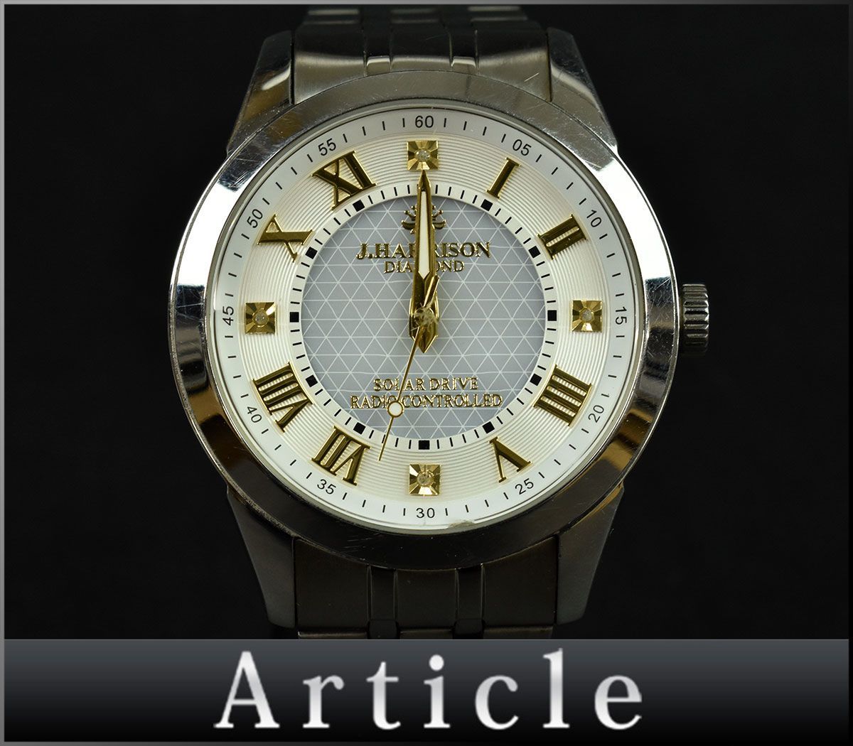 【全体的に状態が悪い】136212 動作未確認 ジャンク J.HARRISON ジョンハリソン メンズウォッチ 腕時計 電波 ソーラー JH