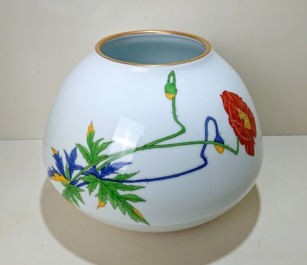 1581 香蘭社「フラミンゴ」花瓶 花器 有田焼 1581 香蘭社「フラミンゴ」花瓶 花器 有田焼（やや傷や汚れあり