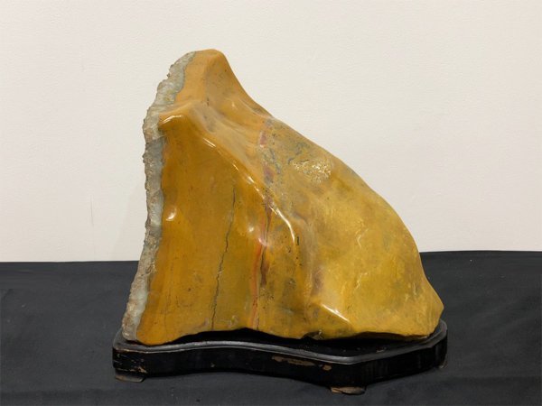 傷や汚れあり】s501 佐渡 黄玉石 羽茂 五色石 台座付 重量約17kg 鑑賞