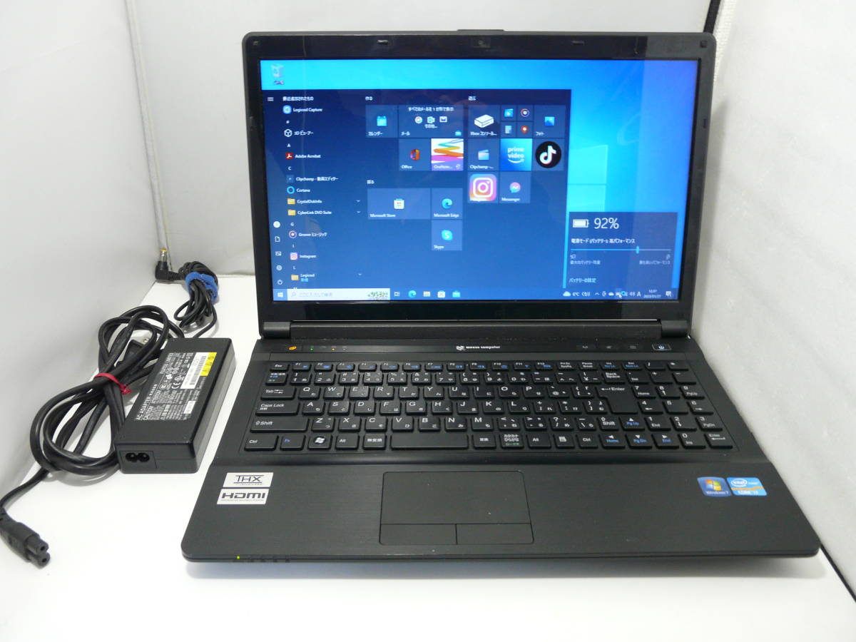 【目立った傷や汚れなし】爆速SSD搭載 mouse computer Core i7-2670QM メモリー8GB SSD256GB ...