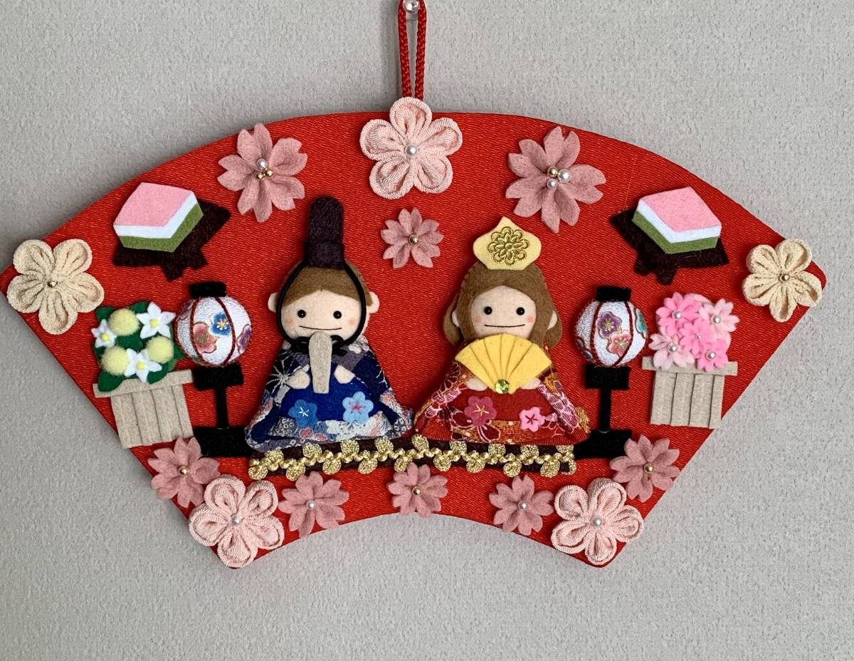 未使用】ハンドメイド☆フェルト♪ひな祭りリース♪桃の節句♪壁飾り