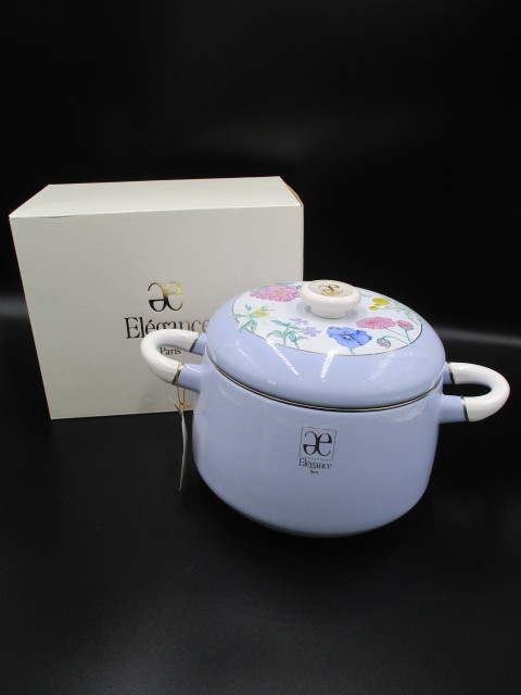 未使用】エレガンス Elegance 花柄 パープル 富士ホーロー WE-22W.R