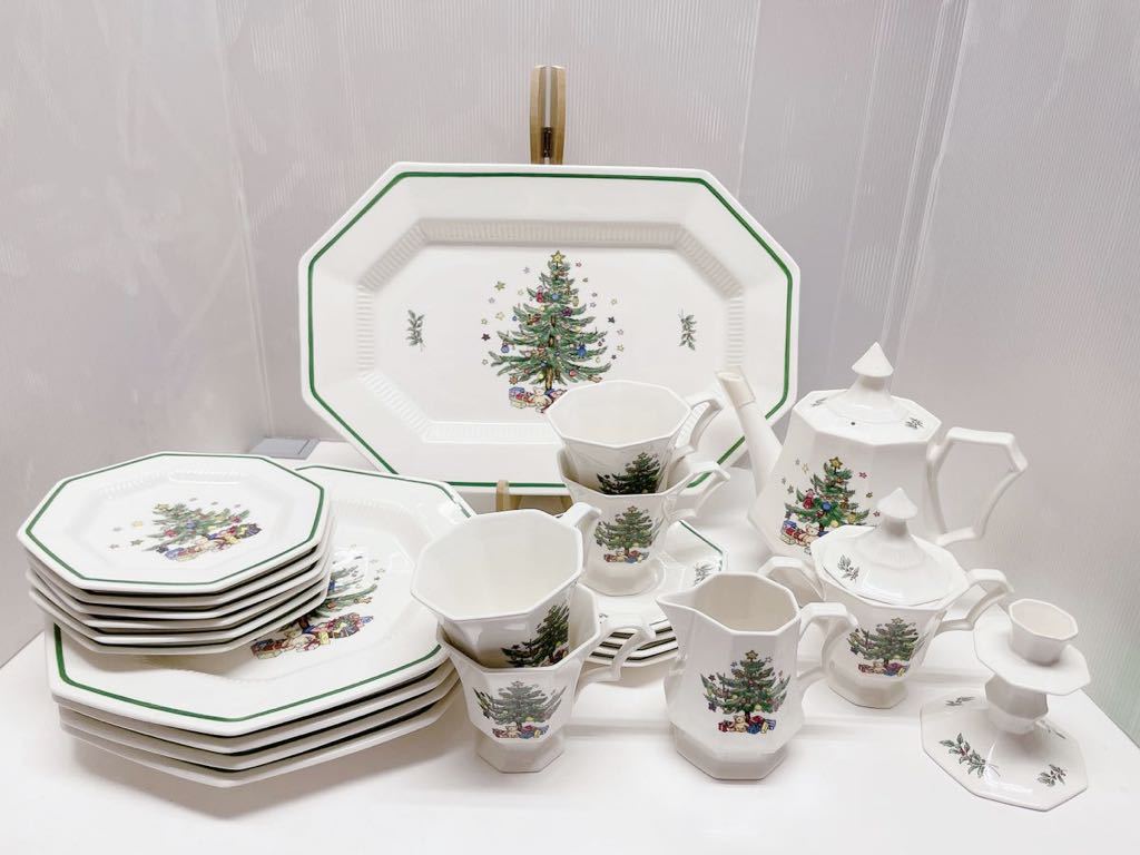 【傷や汚れあり】NIKKO ニッコー クリスマスコレクション 皿 食器 ティーポット ミルクジャグ プレート カップ キャンドルスタンド 大皿