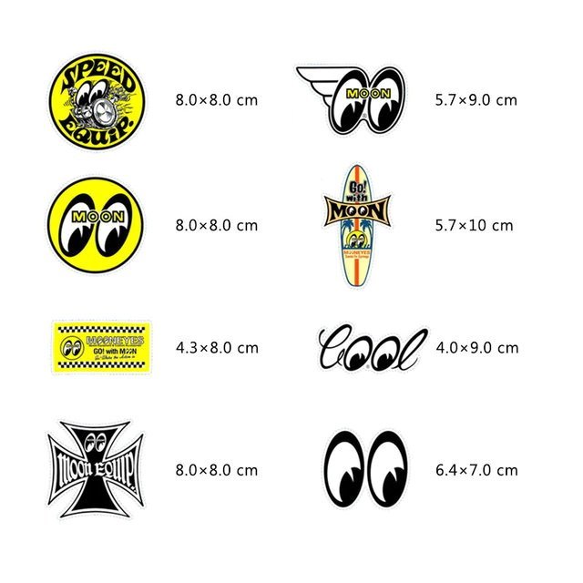 【未使用】ムーンアイズステッカーCセット MOONEYESステッカー 8枚セット USAスタイルステッカー アメリカン おしゃれ バイク