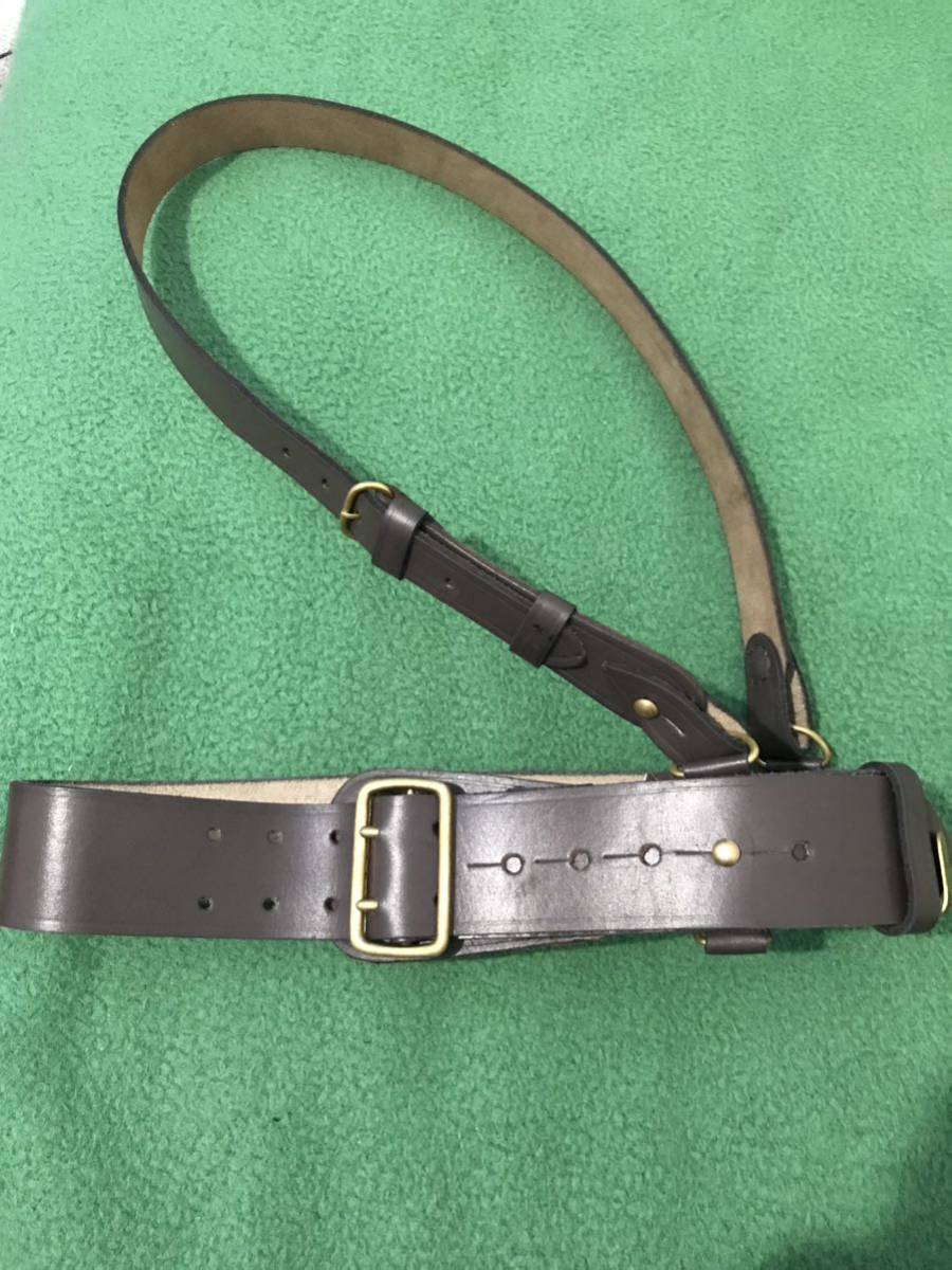 【目立った傷や汚れなし】英軍 イギリス軍 サムブラウンベルト 弾帯 革帯 コスプレ 軍装 ブラウン Sam Browne beltの落札情報