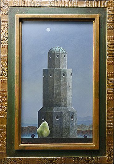 やや傷や汚れあり】【 川口 起美雄「洋梨のある風景」油彩 サイン入 10