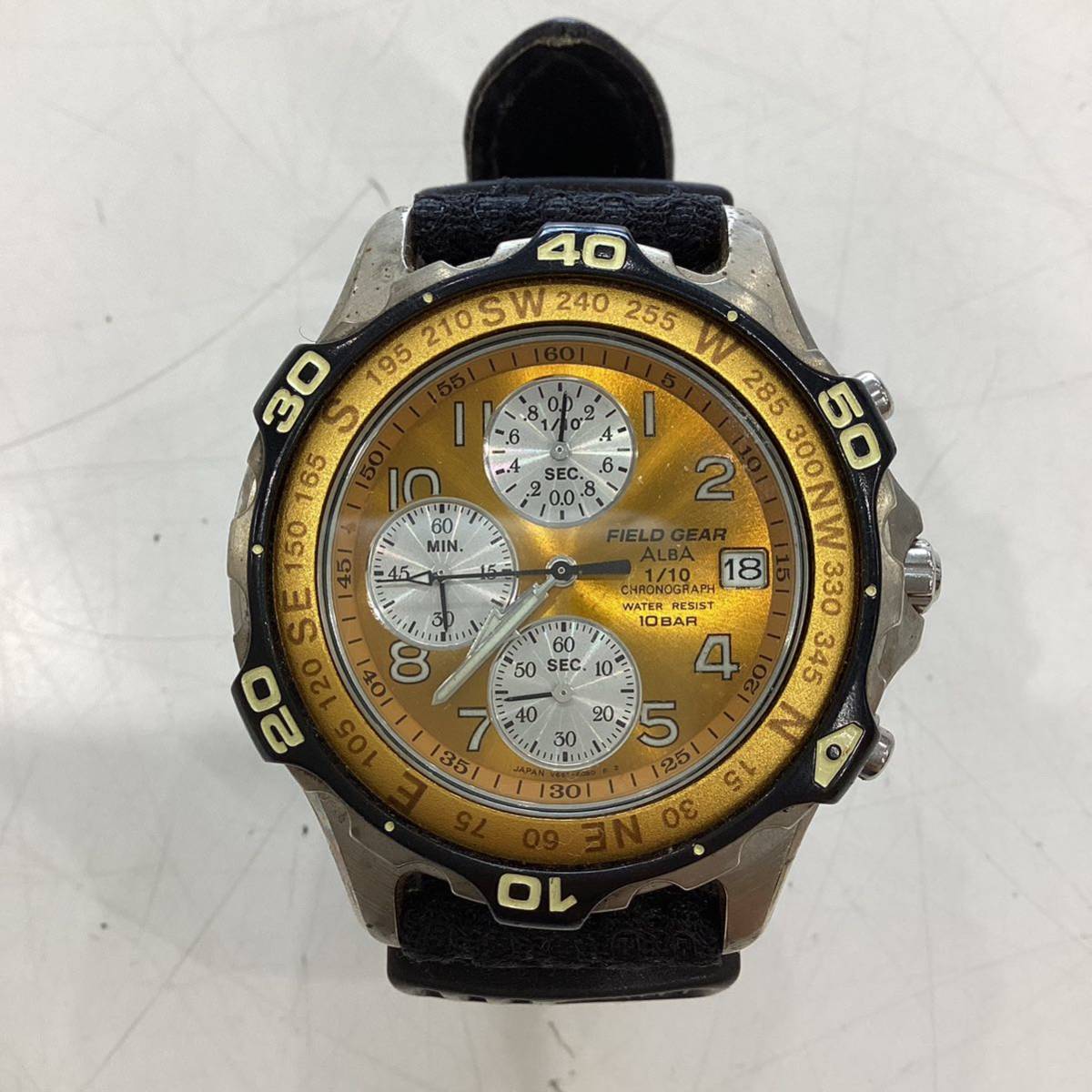 【傷や汚れあり】＊【動作未確認】SEIKO ALBA FIELD GEAR CHRONOGRAPH レア 多針 アナログ アルバ フィールド