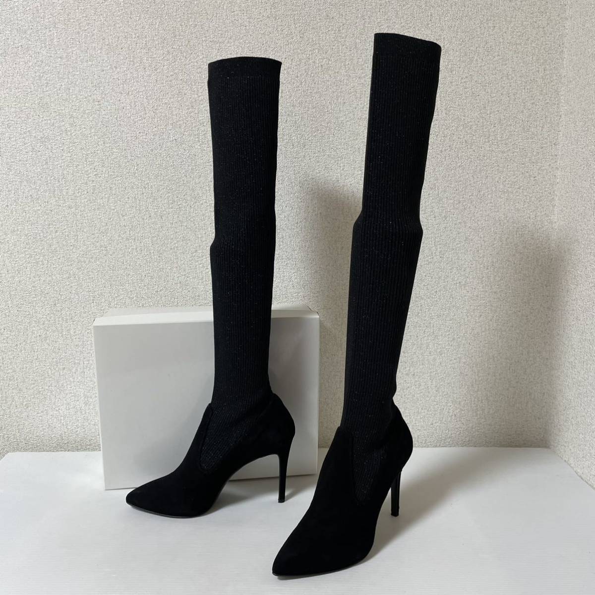 EMODA スクエアフィット ロングブーツ 23.5cm Mサイズ 美品 ダイアナ ニーハイブーツ （目立った傷や汚れなし】【美品
