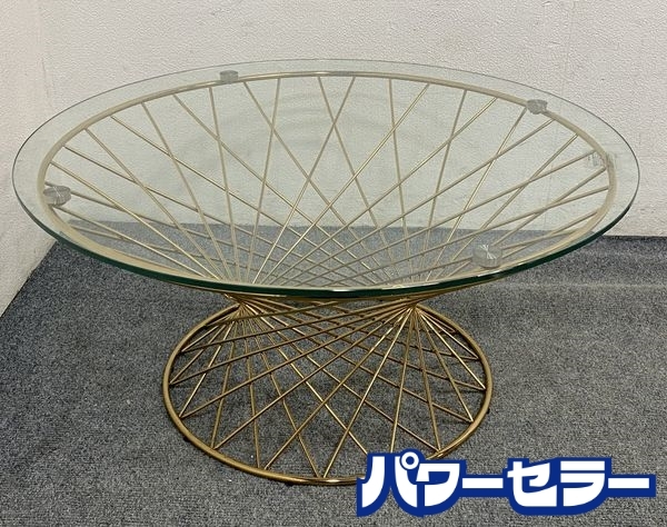 Francfranc マーリア コーヒーテーブル クリア ×ゴールド