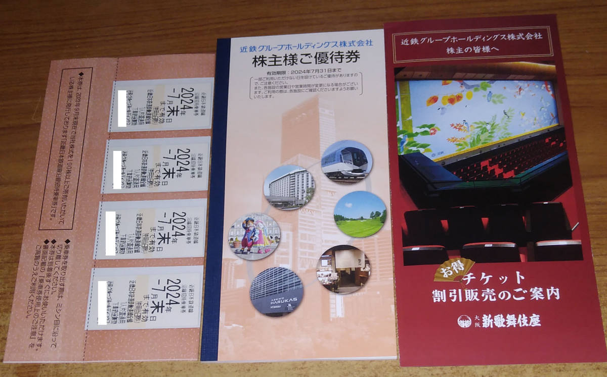 目立った傷や汚れなし】送料無料 近鉄グループ 乗車券(きっぷ)x4枚 +