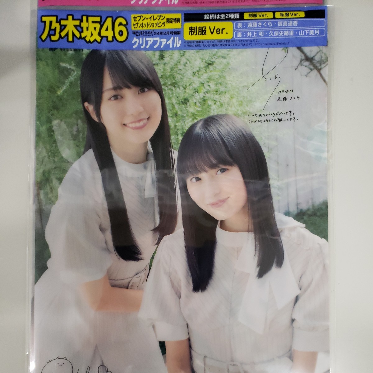 未使用】乃木坂46 セブン限定 特典 クリアファイル 日経