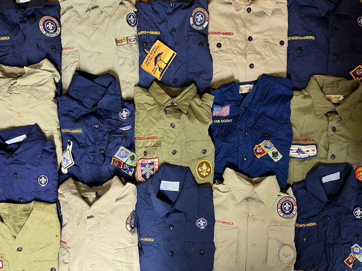 【傷や汚れあり】USA古着卸 ボーイスカウト シャツ MIX 16枚 セット まとめ売り 1円スタート 卸売り アメリカ古着 半袖 長袖
