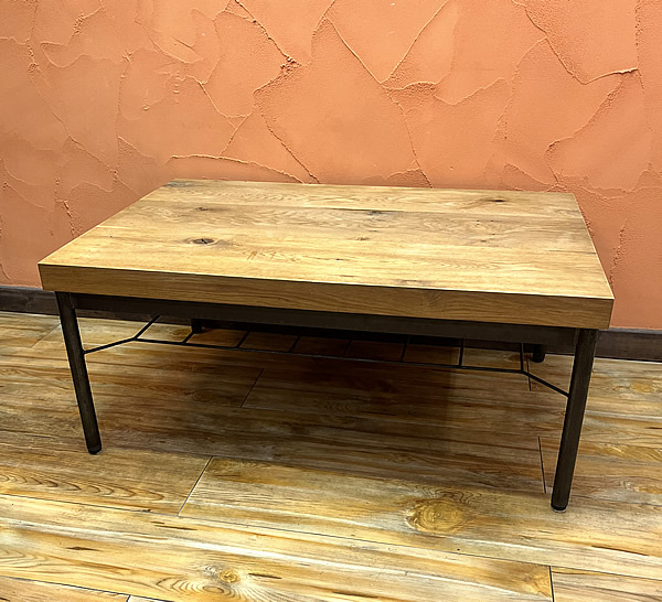 やや傷や汚れあり】□TRUCK FURNITURE OAK IRON-LEG LOW TABLE