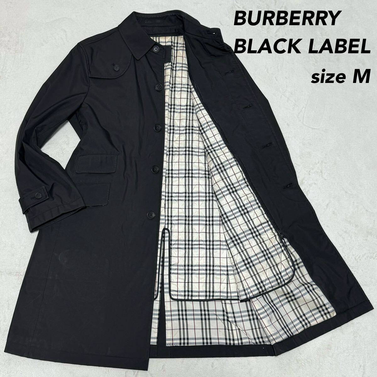バーバリーブラックレーベル ステンカラーコート 裏地ノバチェック