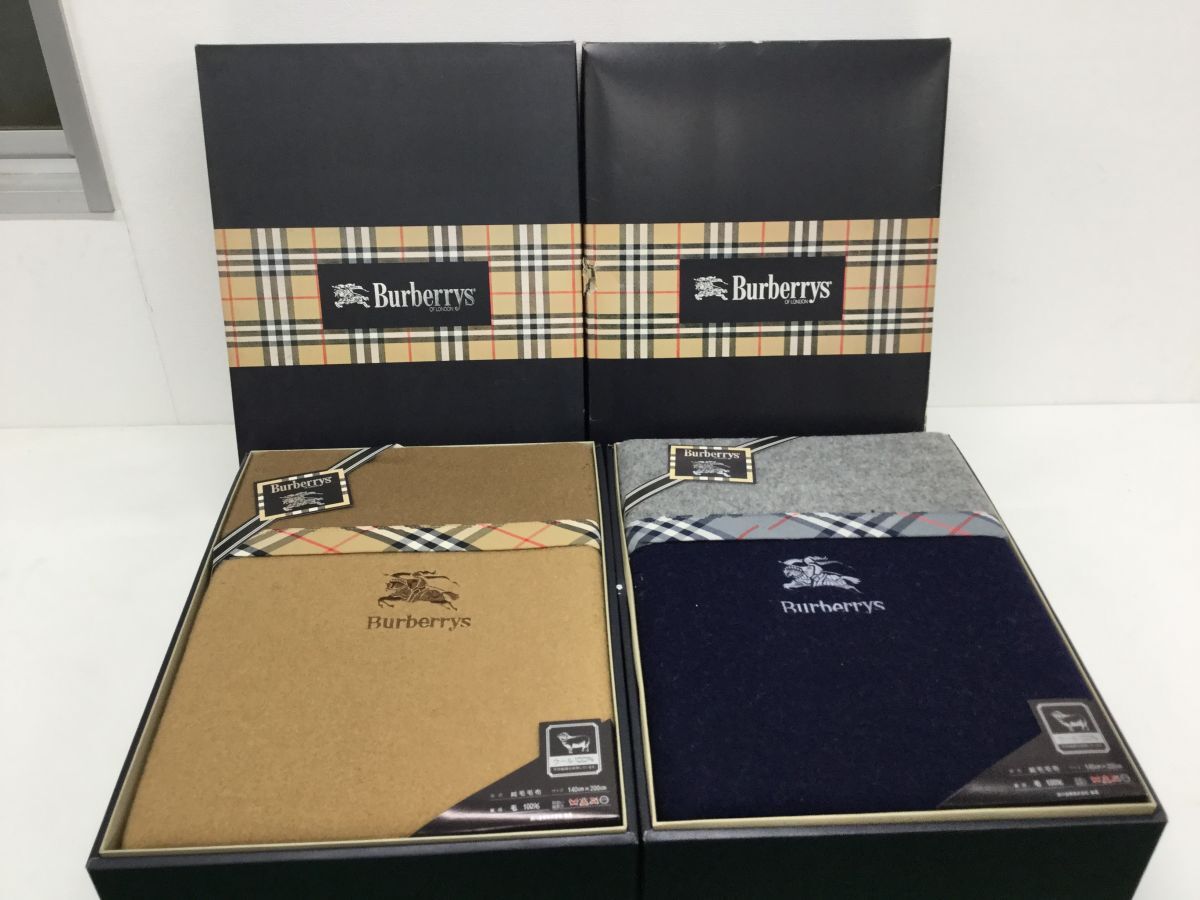 未使用 箱付き バーバリー Burberry 純毛毛布 ラム混 ノバ