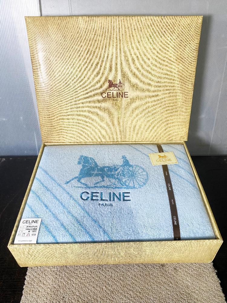 未使用　CELINE　セリーヌ　タオルケット 新品未使用】セリーヌ タオルケット ブルー 西川産業 綿100