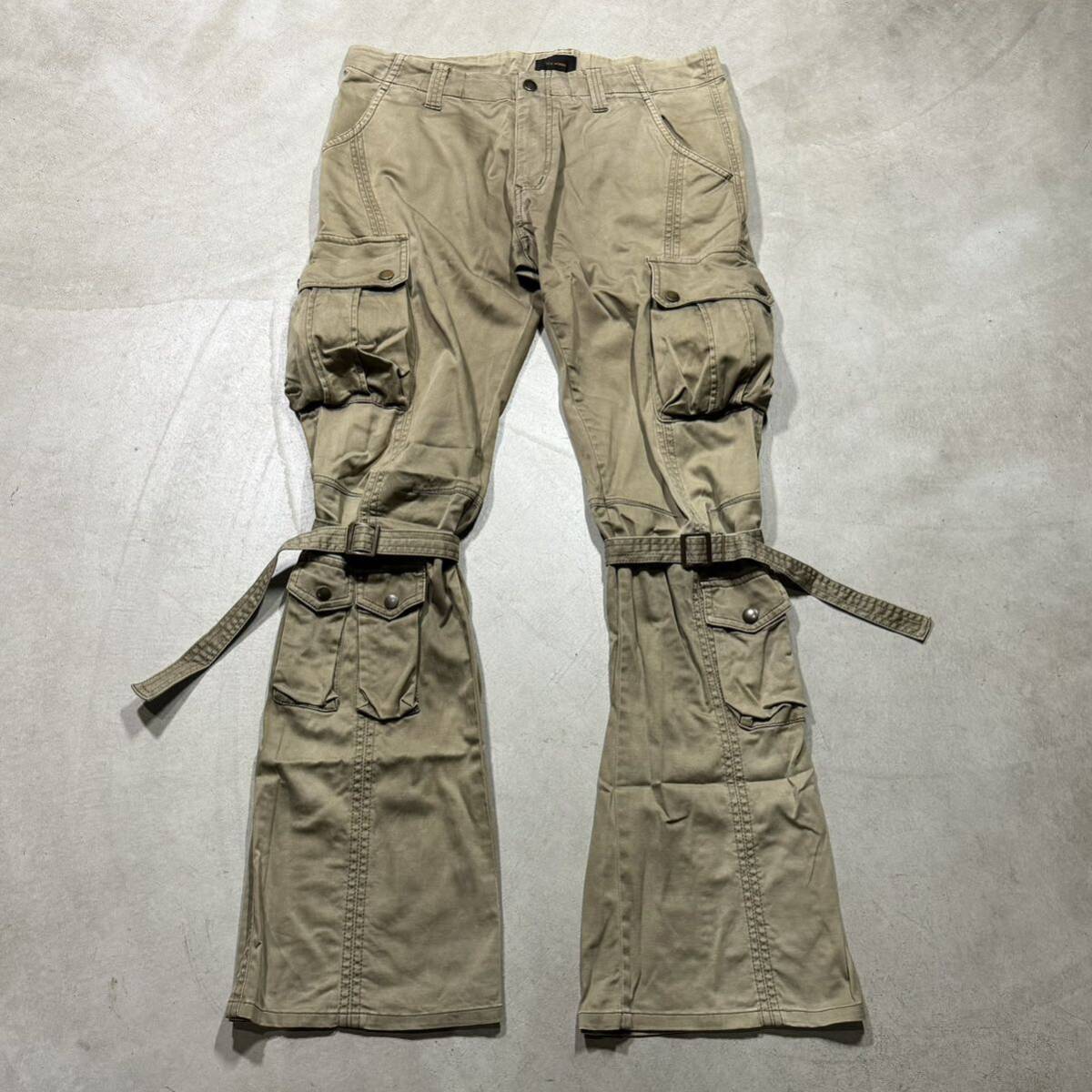 00s archive TETE HOMME ダブルニー カーゴパンツ M 目立った傷や汚れなし】00s TETE HOMME Archive Parachute Cargo Pants