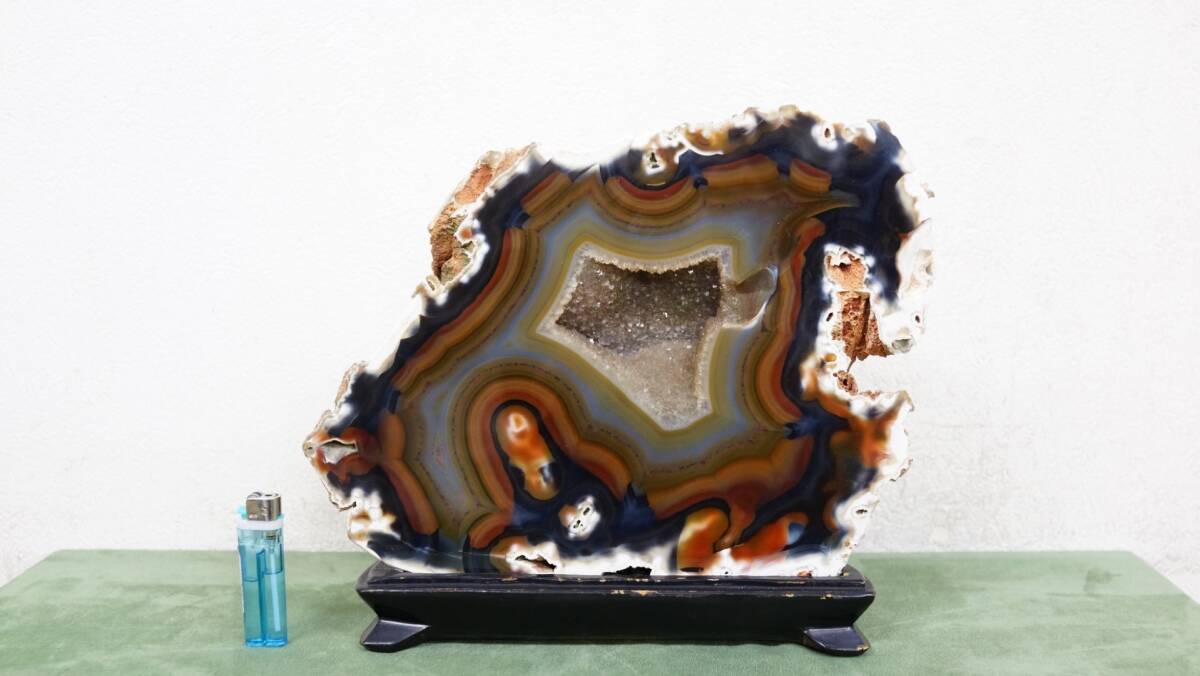 鑑賞石 メノウ 瑪瑙 1.3キロ 観賞石 孔雀石 ジャスパー 菊花石