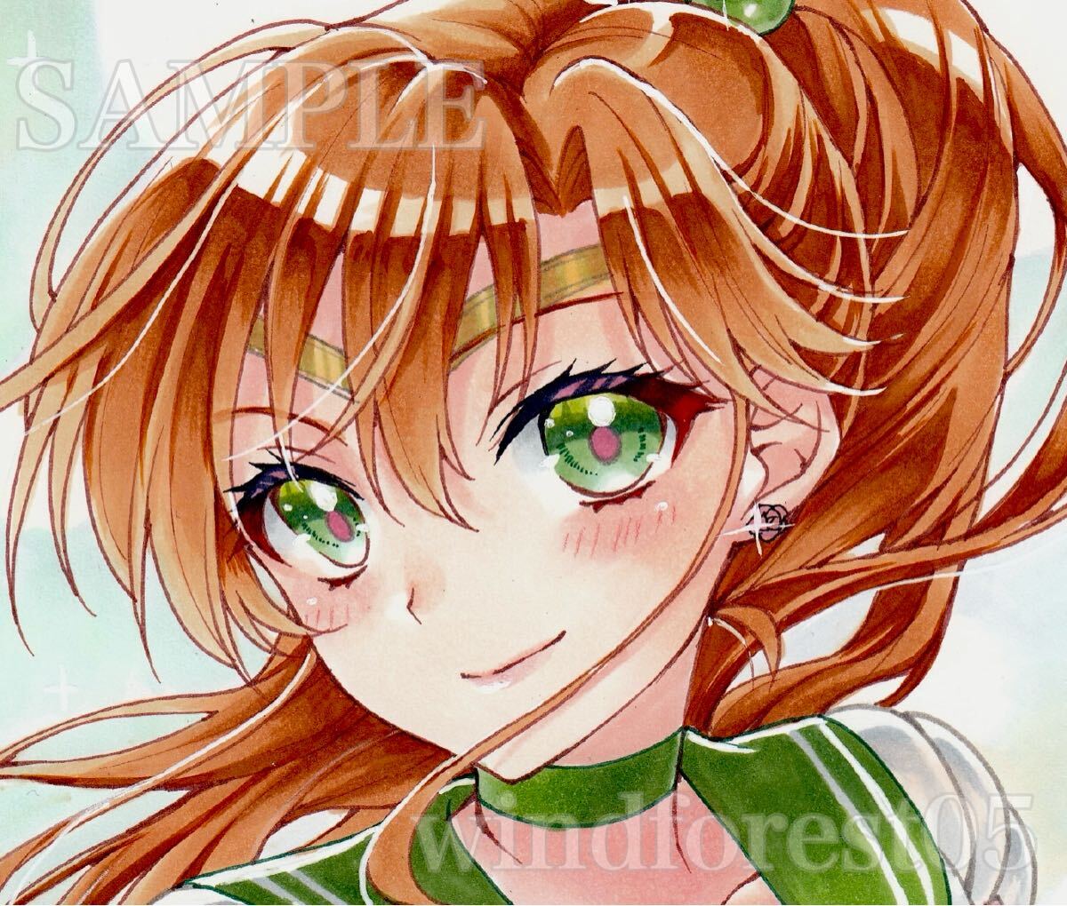 競泳水着の女の子 巨乳 直筆 手描きイラスト A4 ケント紙
